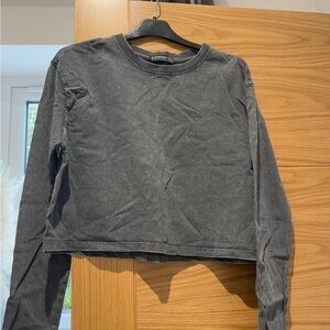 Black Long Sleeve Crop Top